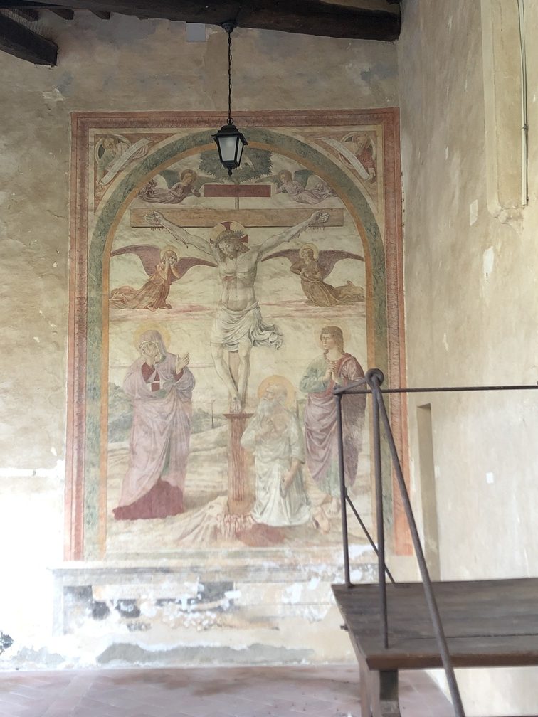Convento di Monte Oliveto Minore - Crocifissione, affresco della bottega di Benozzo Gozzoli (1466).