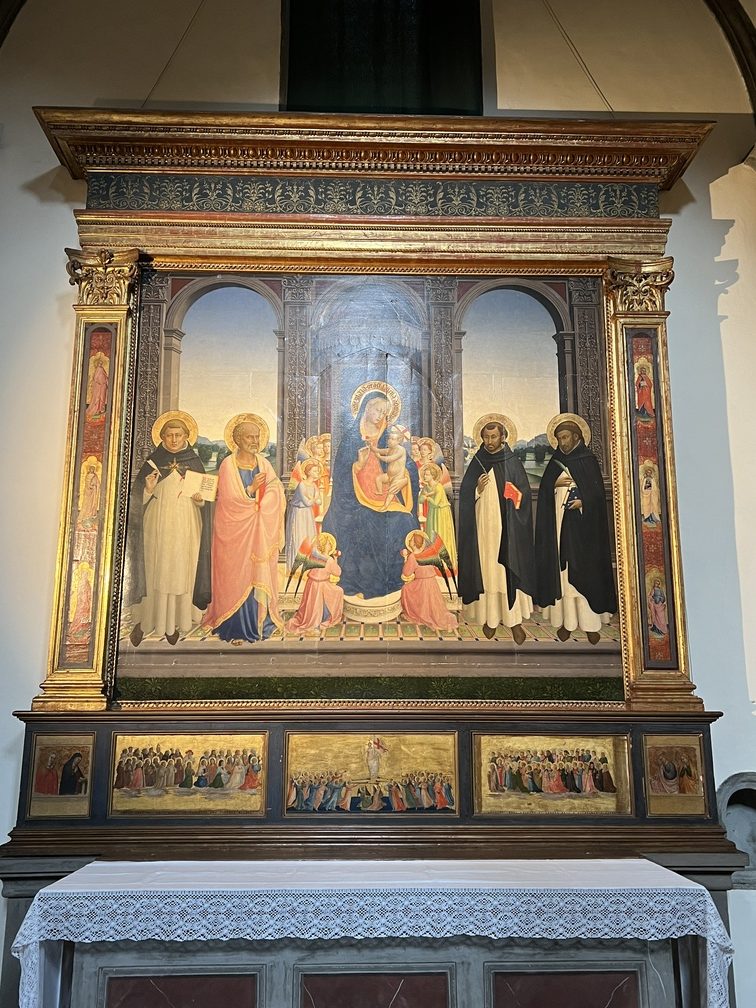 Convento di San Domenico a Fiesole - Beato Angelico, Madonna con il Bambino e i Santi Tommaso d’Acquino, Barnaba, Domenico e Pietro Martire.