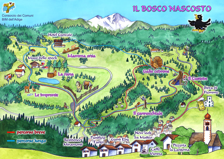 Il Bosco Nascosto di Daiano - mappa disegnata.