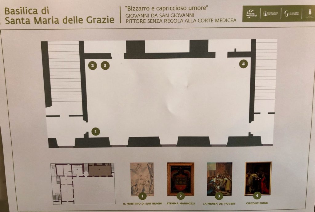 Mostra "Giovanni da San Giovanni" - piantina della sezione al Museo della Basilica.