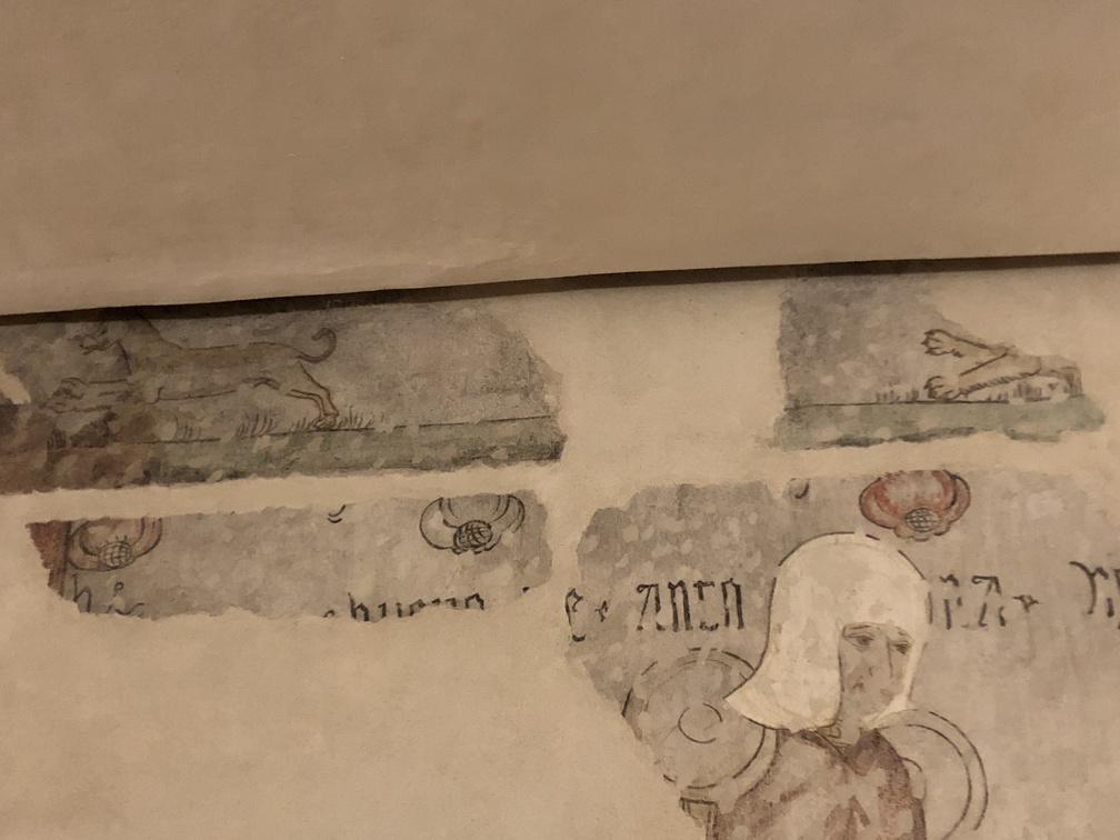 Casa Bertelli - ciclo di affreschi interno, dettaglio della pantera/leone.