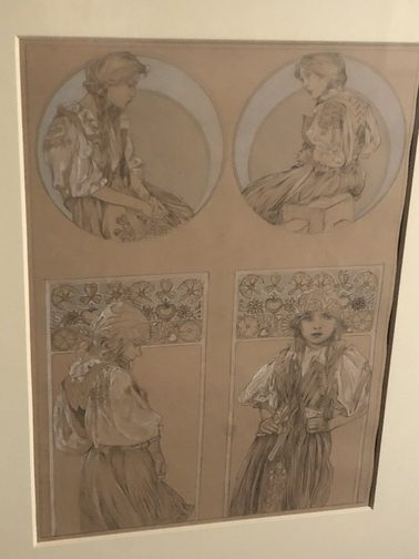 A. Mucha, Disegno definitivo per la tavola 8 dalle Figures Décoratives, 1904, Matita e llumeggiamento bianco su carta, Fondazione Mucha.